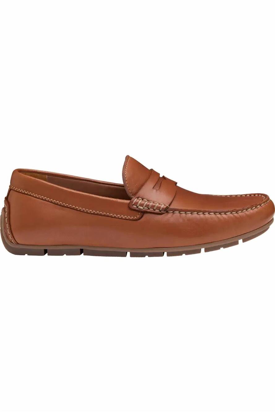 NEW JOHNSTON & MURPHY men's baldwin penny driver loafer in cognac